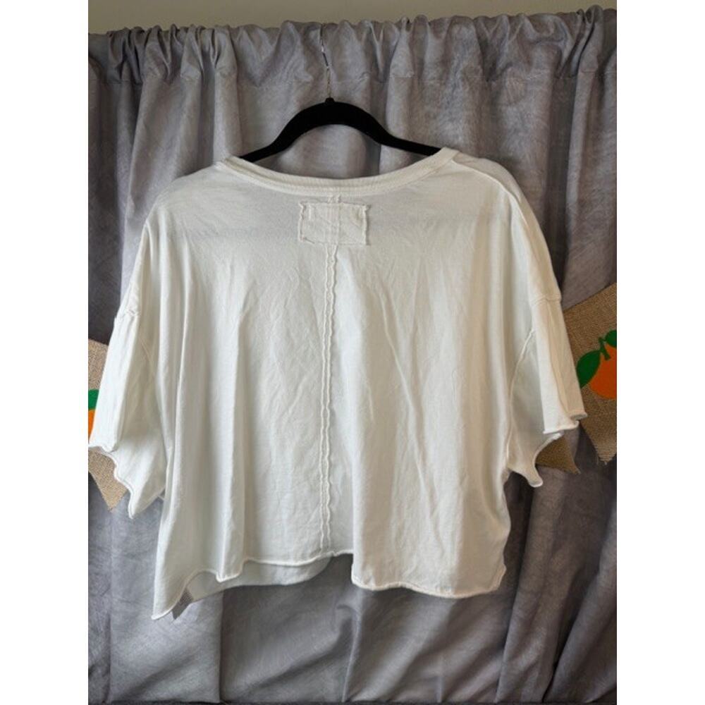 Free People We The Free Fade Into You Crop Boxy Pocket Tee Ivory Large - Picture 4 of 5